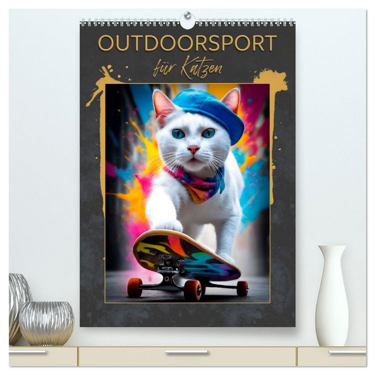 Produktbild: Outdoorsport f&uuml;r Katzen (hochwertiger Premium Wandkalender 2026 DIN A2 hoch), Kunstdruck in Hochglanz