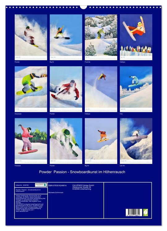 Produktbild: Powder Passion - Snowboardkunst im H&ouml;henrausch (Wandkalender 2026 DIN A2 hoch), CALVENDO Monatskalender