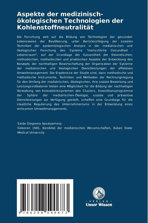 Produktbild: Aspekte der medizinisch-&ouml;kologischen Technologien der Kohlenstoffneutralit&auml;t