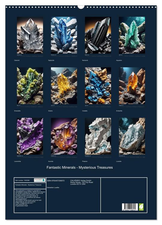 Produktbild: Fantastic Minerals - Mysterious Treasures (Wall Calendar 2026 DIN A2 portrait), CALVENDO 12 Month Wall Calendar