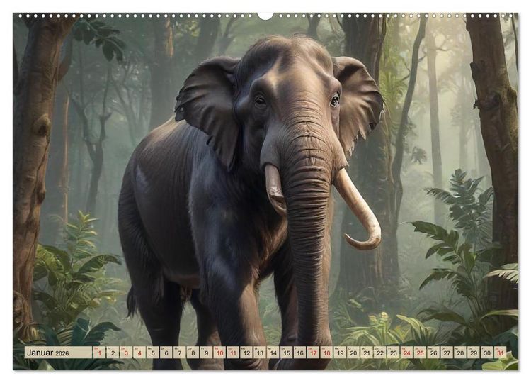 Produktbild: Riesen der Eiszeit &ndash; Ein Jahr voller Mammut Momente (hochwertiger Premium Wandkalender 2026 DIN A2 quer), Kunstdruck in Hochglanz
