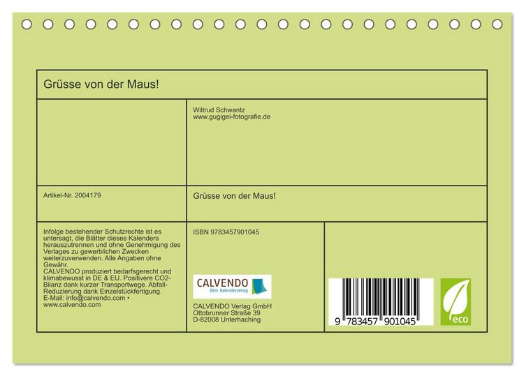 Produktbild: Gr&uuml;sse von der Maus! (Tischkalender 2026 DIN A5 quer), CALVENDO Monatskalender