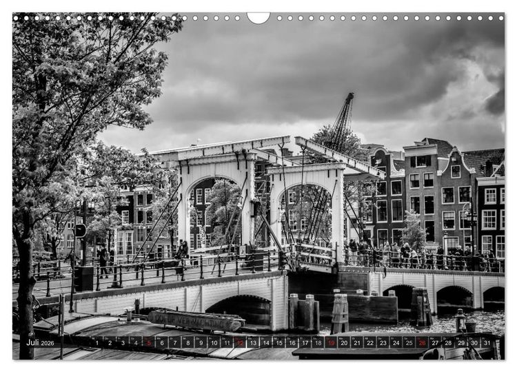 Produktbild: AMSTERDAM Stadtherz in Monochrom (Wandkalender 2026 DIN A3 quer), CALVENDO Monatskalender