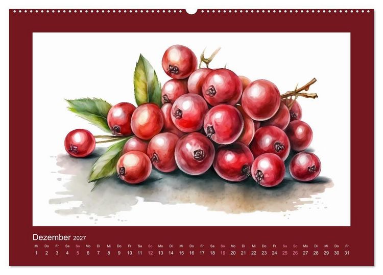 Produktbild: Fr&uuml;chte in Wasserfarben - Fruchtige KI-Kunst f&uuml;r das ganze Jahr (hochwertiger Premium Wandkalender 2027 DIN A2 quer), Kunstdruck in Hochglanz