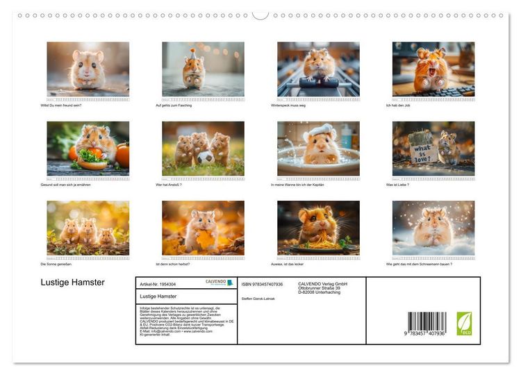 Produktbild: Lustige Hamster (hochwertiger Premium Wandkalender 2026 DIN A2 quer), Kunstdruck in Hochglanz