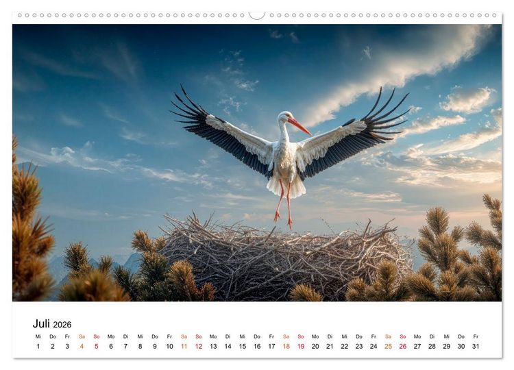 Produktbild: St&ouml;rche - Zeit f&uuml;r sch&ouml;ne Augenblicke (Wandkalender 2026 DIN A2 quer), CALVENDO Monatskalender