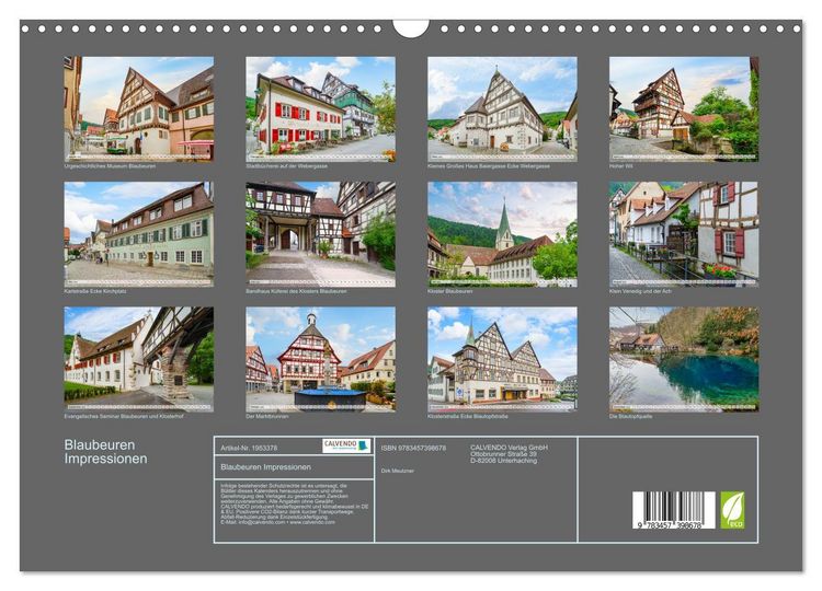 Produktbild: Blaubeuren Impressionen (Wandkalender 2026 DIN A3 quer), CALVENDO Monatskalender