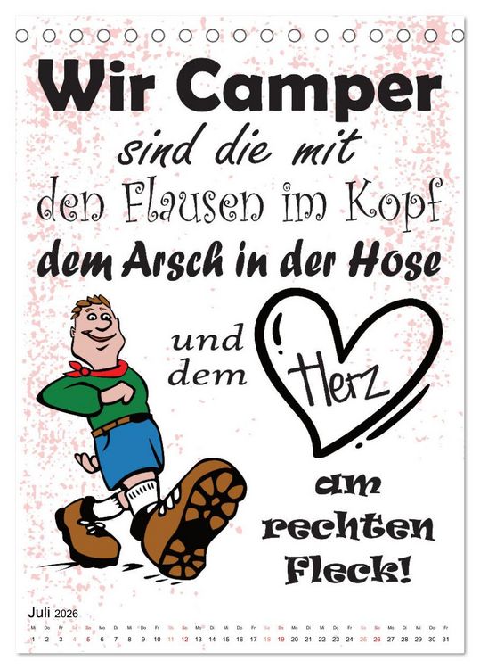 Produktbild: CampingSpr&uuml;che (Tischkalender 2026 DIN A5 hoch), CALVENDO Monatskalender