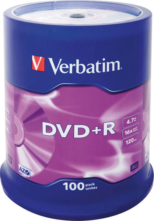 Produktbild: VERBATIM DVD+R 4,7GB 16x 100er Spindel