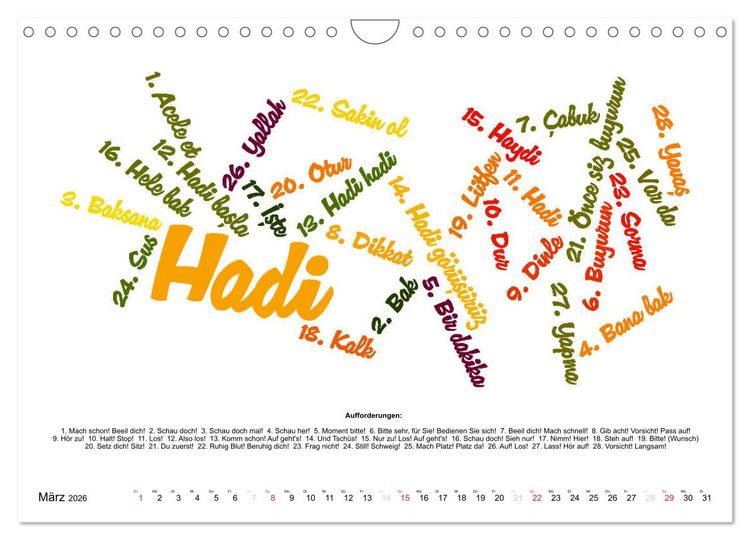 Produktbild: Smalltalk Sprachkalender T&uuml;rkisch-Deutsch (Wandkalender 2026 DIN A4 quer), CALVENDO Monatskalender