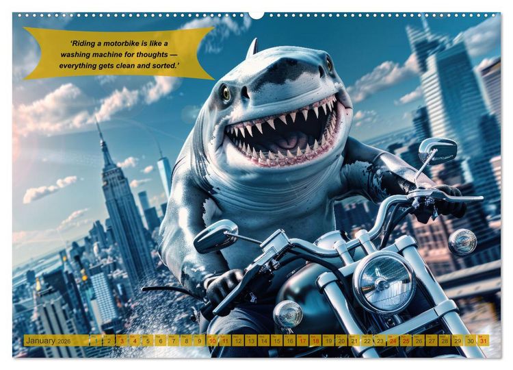 Produktbild: Funny animals as motorbike riders (Wall Calendar 2026 DIN A2 landscape), CALVENDO 12 Month Wall Calendar