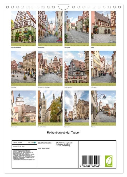 Produktbild: Rothenburg ob der Tauber (Wandkalender 2026 DIN A4 hoch), CALVENDO Monatskalender