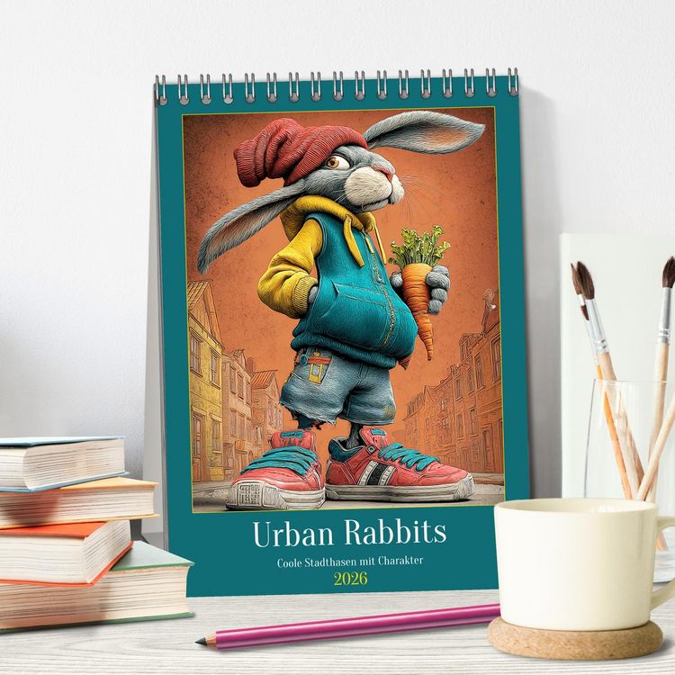 Produktbild: Urban Rabbits. Coole Stadthasen mit Charakter (Tischkalender 2026 DIN A5 hoch), CALVENDO Monatskalender