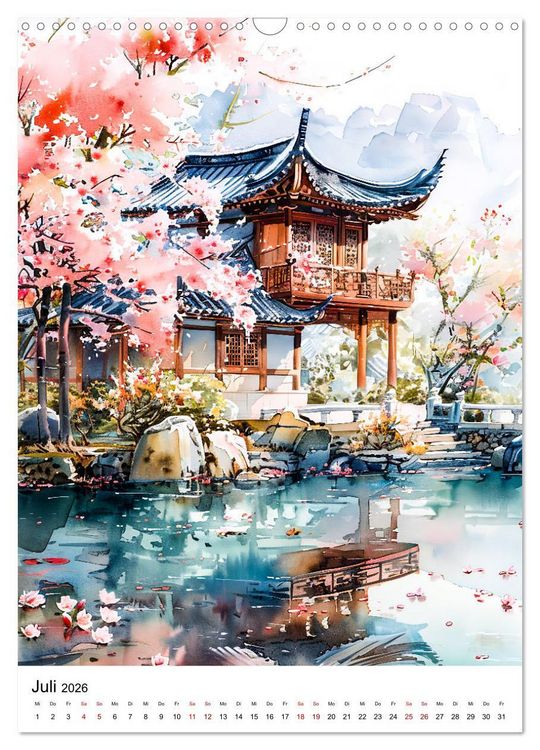 Produktbild: China in Wasserfarben - Idyllische Reise durch Traumlandschaften (Wandkalender 2026 DIN A3 hoch), CALVENDO Monatskalender