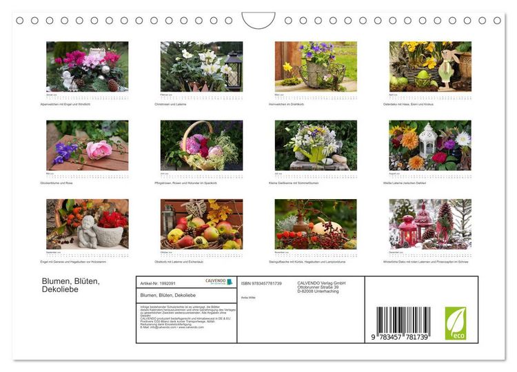 Produktbild: Blumen, Bl&uuml;ten, Dekoliebe (Wandkalender 2026 DIN A4 quer), CALVENDO Monatskalender