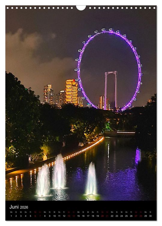 Produktbild: Singapur - Faszinierende Lichterwelt Marina Bay (Wandkalender 2026 DIN A3 hoch), CALVENDO Monatskalender