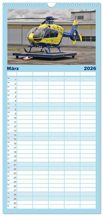 Produktbild: Familienplaner 2026 - Die beeindruckende Welt der Hubschrauber mit 5 Spalten (Wandkalender, 21 x 45 cm) CALVENDO