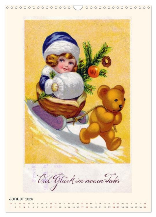 Produktbild: Erste Liebe - Teddyb&auml;ren auf alten Ansichtskarten (Wandkalender 2026 DIN A3 hoch), CALVENDO Monatskalender