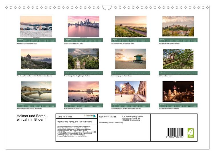 Produktbild: Heimat und Ferne, ein Jahr in Bildern (Wandkalender 2026 DIN A3 quer), CALVENDO Monatskalender