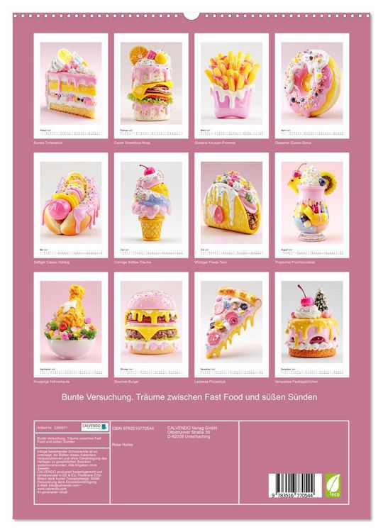 Produktbild: Bunte Versuchung. Tr&auml;ume zwischen Fast Food und s&uuml;&szlig;en S&uuml;nden (hochwertiger Premium Wandkalender 2027 DIN A2 hoch), Kunstdruck in Hochglanz