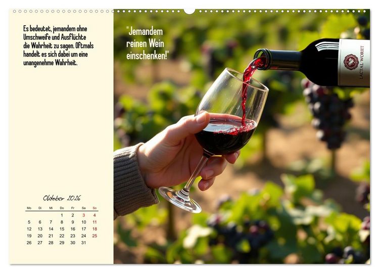 Produktbild: Illustrierte deutsche Redewendungen mit ihrer Bedeutung (Wandkalender 2026 DIN A2 quer), CALVENDO Monatskalender