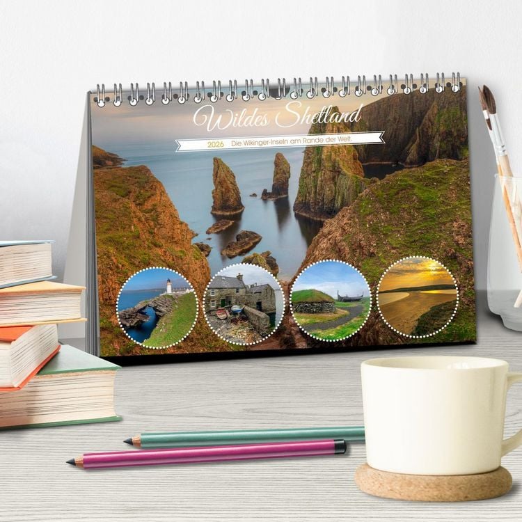 Produktbild: Wildes Shetland, die Wikinger-Inseln am Rande der Welt. (Tischkalender 2026 DIN A5 quer), CALVENDO Monatskalender