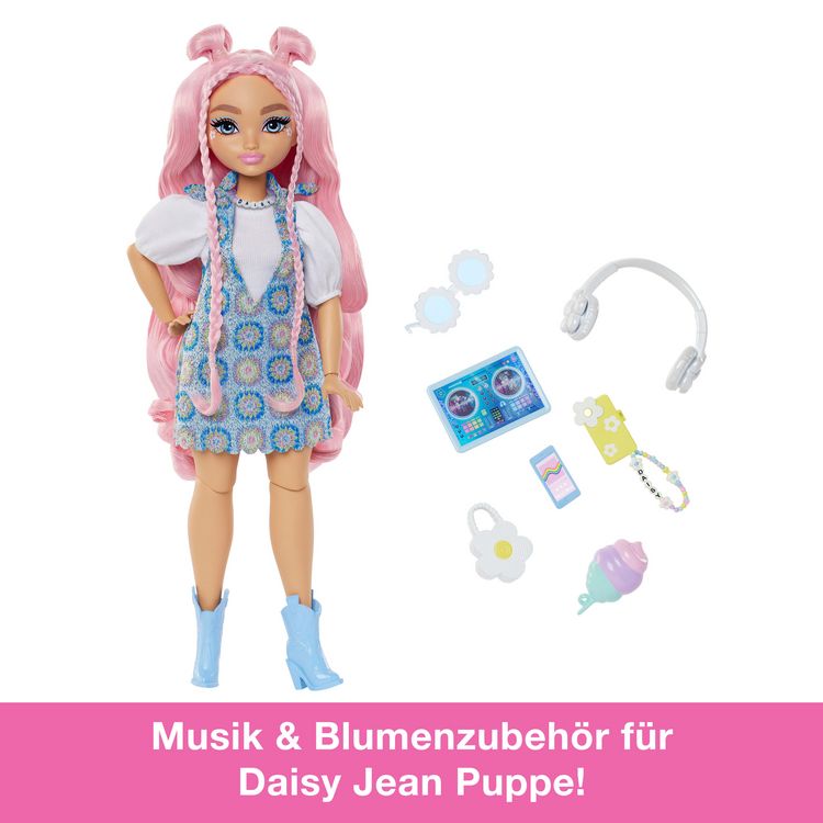 Produktbild: Barbie Dream Besties Daisy Jean-Modepuppe mit 9 Zubeh&ouml;rteilen zum Thema DJ und Musik