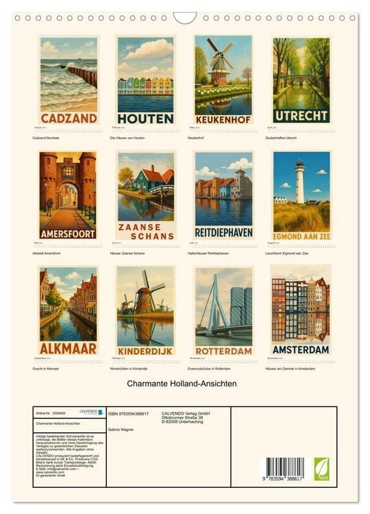 Produktbild: Charmante Holland-Ansichten (Wandkalender 2027 DIN A3 hoch), CALVENDO Monatskalender