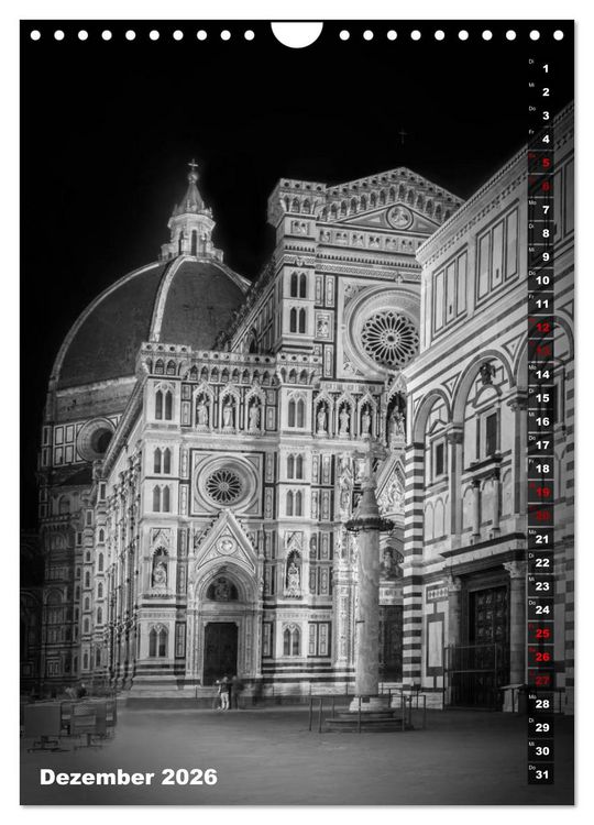 Produktbild: FLORENZ SCHWARZWEI&szlig; (Wandkalender 2026 DIN A4 hoch), CALVENDO Monatskalender