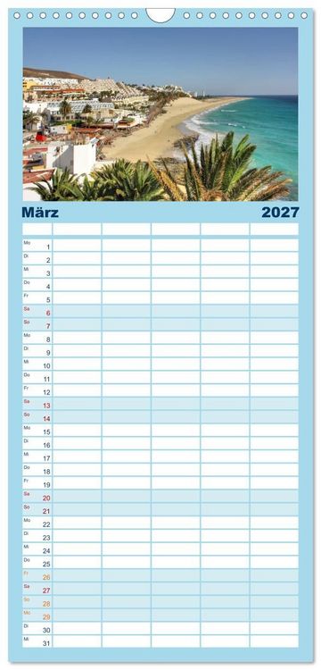 Produktbild: Familienplaner 2027 - Fuerteventura mit 5 Spalten (Wandkalender, 21 x 45 cm) CALVENDO