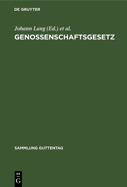 Produktbild: Genossenschaftsgesetz