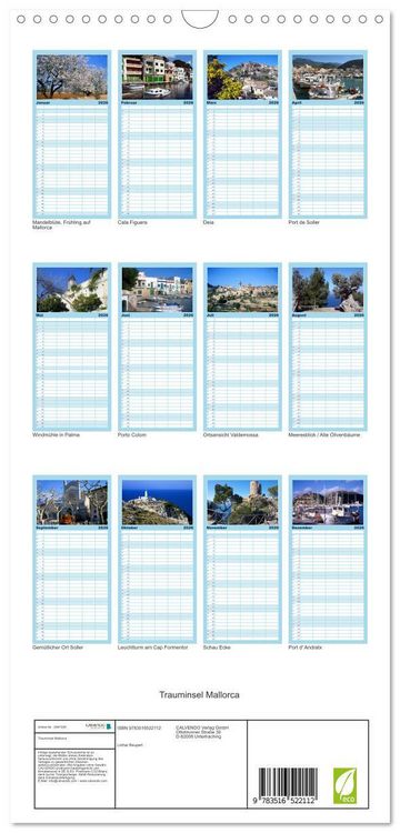Produktbild: Familienplaner 2026 - Trauminsel Mallorca mit 5 Spalten (Wandkalender, 21 x 45 cm) CALVENDO