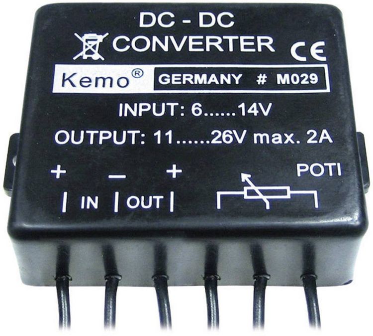 Produktbild: Kemo M029 Gleichspannungswandler Baustein Eingangsspannung (Bereich): 6 - 14 V/DC Ausgangsspannung (Bereich): 11 - 26 V/DC 2 A