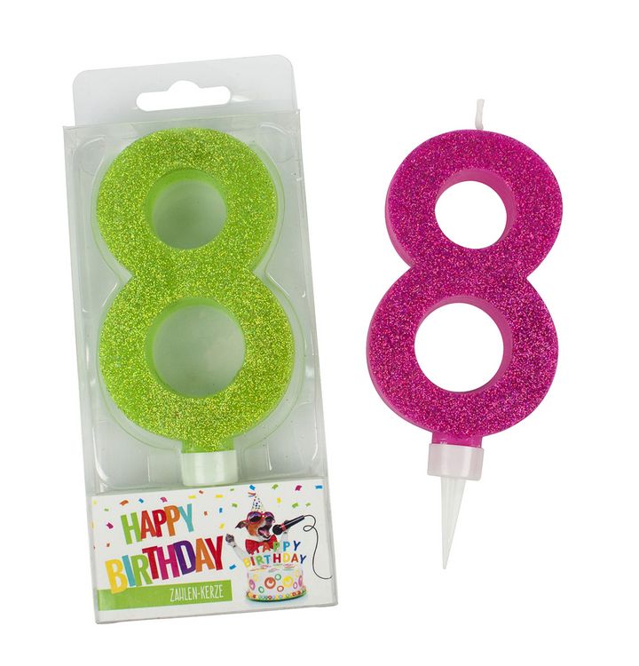 Produktbild: TRENDHAUS&reg; Zahlenkerzen Birthday Fun Glitter Maxi, 8
