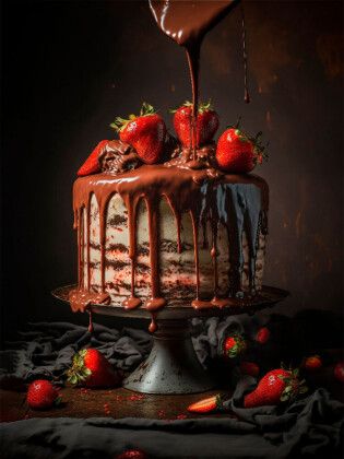 Produktbild: CALVENDO Puzzle Torte mit wei&szlig;er Schokolade und Erdbeeren, mit Vollmilchschokolade &uuml;berzogen | 1000 Teile Lege-Gr&ouml;&szlig;e 64x48cm Foto-Puzzle f&uuml;r gl&uuml;ckliche Stunden