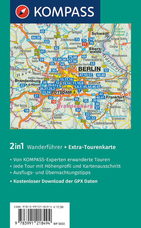 Produktbild: KOMPASS Wanderf&uuml;hrer Berlin-Brandenburg, 75 Touren mit Extra-Tourenkarte