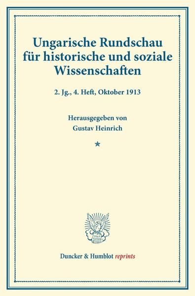 Produktbild: Ungarische Rundschau f&uuml;r historische und soziale Wissenschaften.