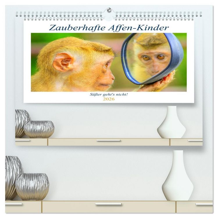 Produktbild: Zauberhafte Affenkinder. S&uuml;&szlig;er geht&acute;s nicht! (hochwertiger Premium Wandkalender 2026 DIN A2 quer), Kunstdruck in Hochglanz