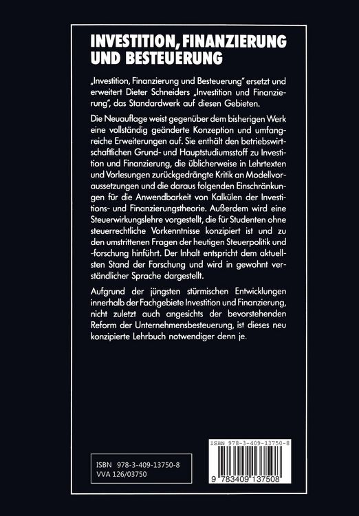 Produktbild: Investition, Finanzierung und Besteuerung