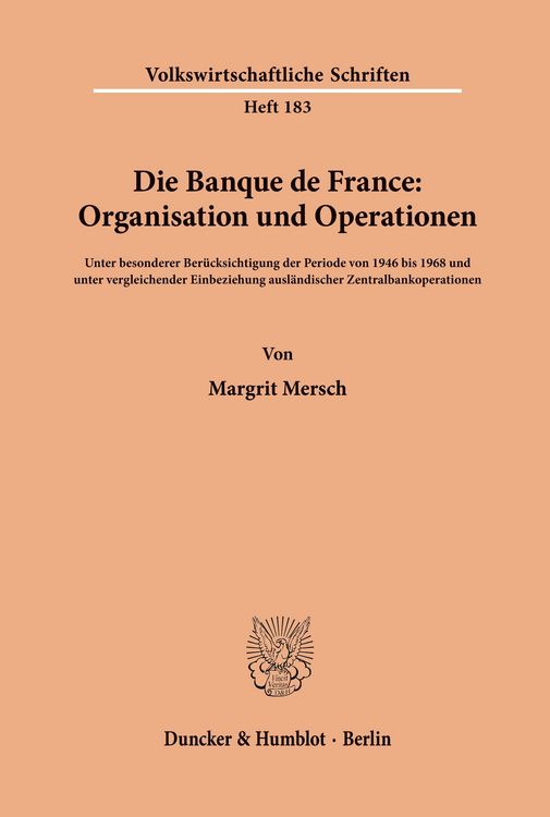 Produktbild: Die Banque de France: Organisation und Operationen.