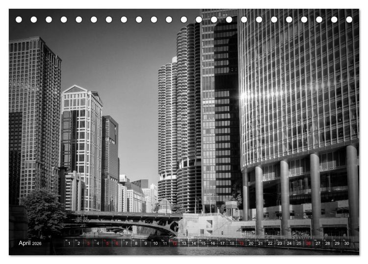 Produktbild: CHICAGO Monochrom (Tischkalender 2026 DIN A5 quer), CALVENDO Monatskalender