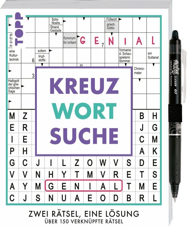 Produktbild: Kreuzwortsuche &ndash; 160 verkn&uuml;pfte R&auml;tsel: Zwei R&auml;tsel, eine Antwort. Mit original PILOT Stift!