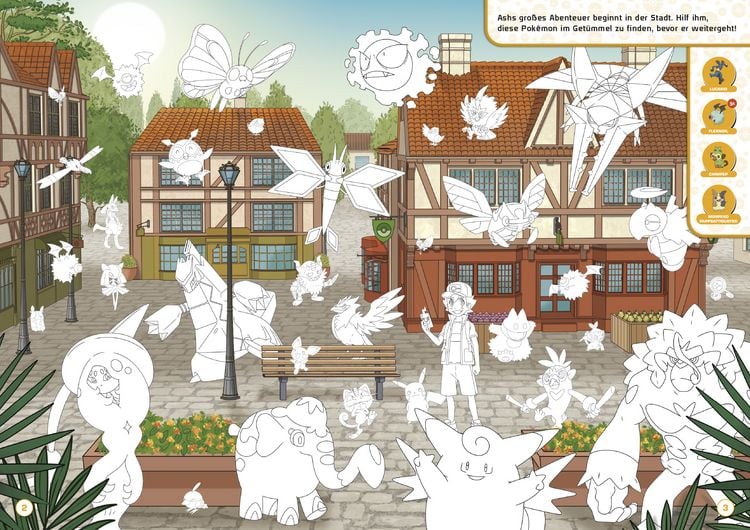 Produktbild: Pok&eacute;mon: Mein gro&szlig;es Wimmel-Malbuch - Ash und seine Freunde