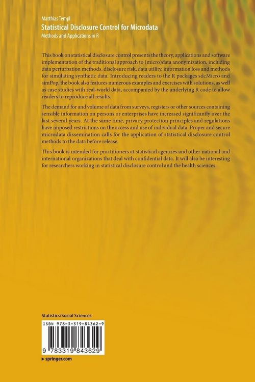 Produktbild: Statistical Disclosure Control for Microdata