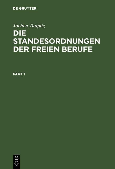 Produktbild: Die Standesordnungen der freien Berufe