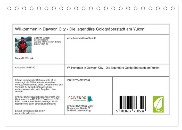Produktbild: Willkommen in Dawson City - Die legend&auml;re Goldgr&auml;berstadt am Yukon (Tischkalender 2026 DIN A5 quer), CALVENDO Monatskalender