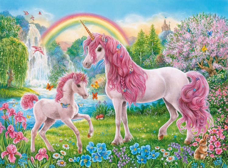 Produktbild: Puzzle Ravensburger Magische Einh&ouml;rner 100 Teile XXL Colouring Booklet