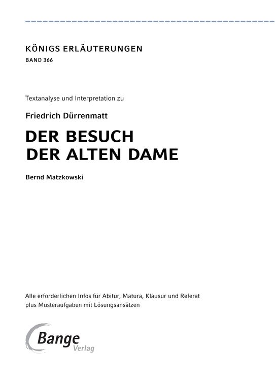 Produktbild: Der Besuch der alten Dame - Textanalyse und Interpretation
