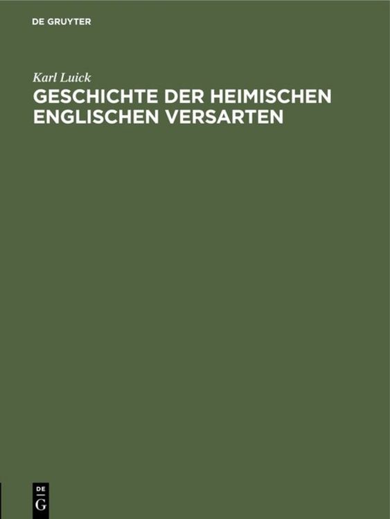Produktbild: Geschichte der heimischen englischen Versarten