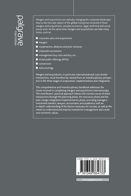 Produktbild: Handbook of International Mergers and Aquisitions